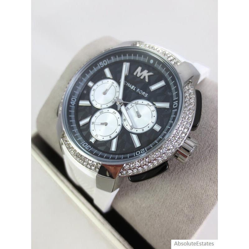 Michael Kors Sidney Chronograph Glitz Black White Multifunction Watch MK6947