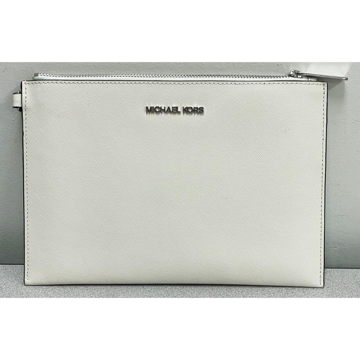 Michael Kors Optic White Leather Leather Pouch / Clutch Bag