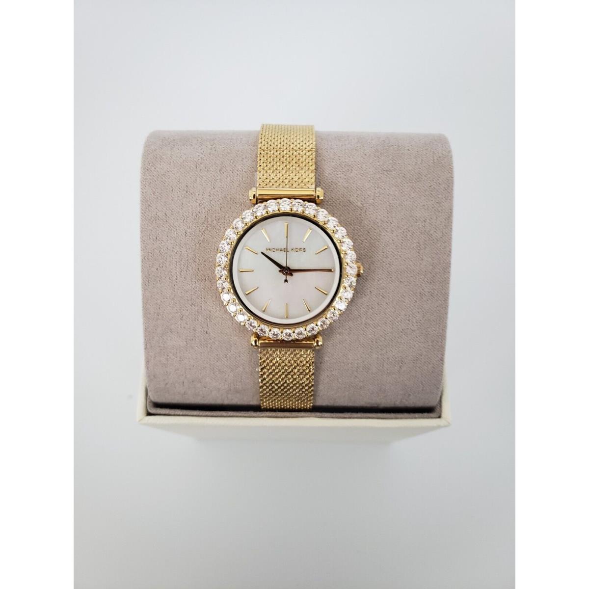 Michael Kors Darci Women`s Crystal Gold White Mother of Pearl Watch MK4629