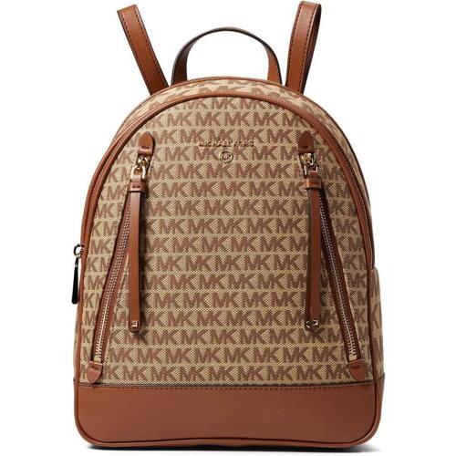 Michael Kors Women`s Brooklyn-md Backpack with Adjustable Straps Beige/ebony OS