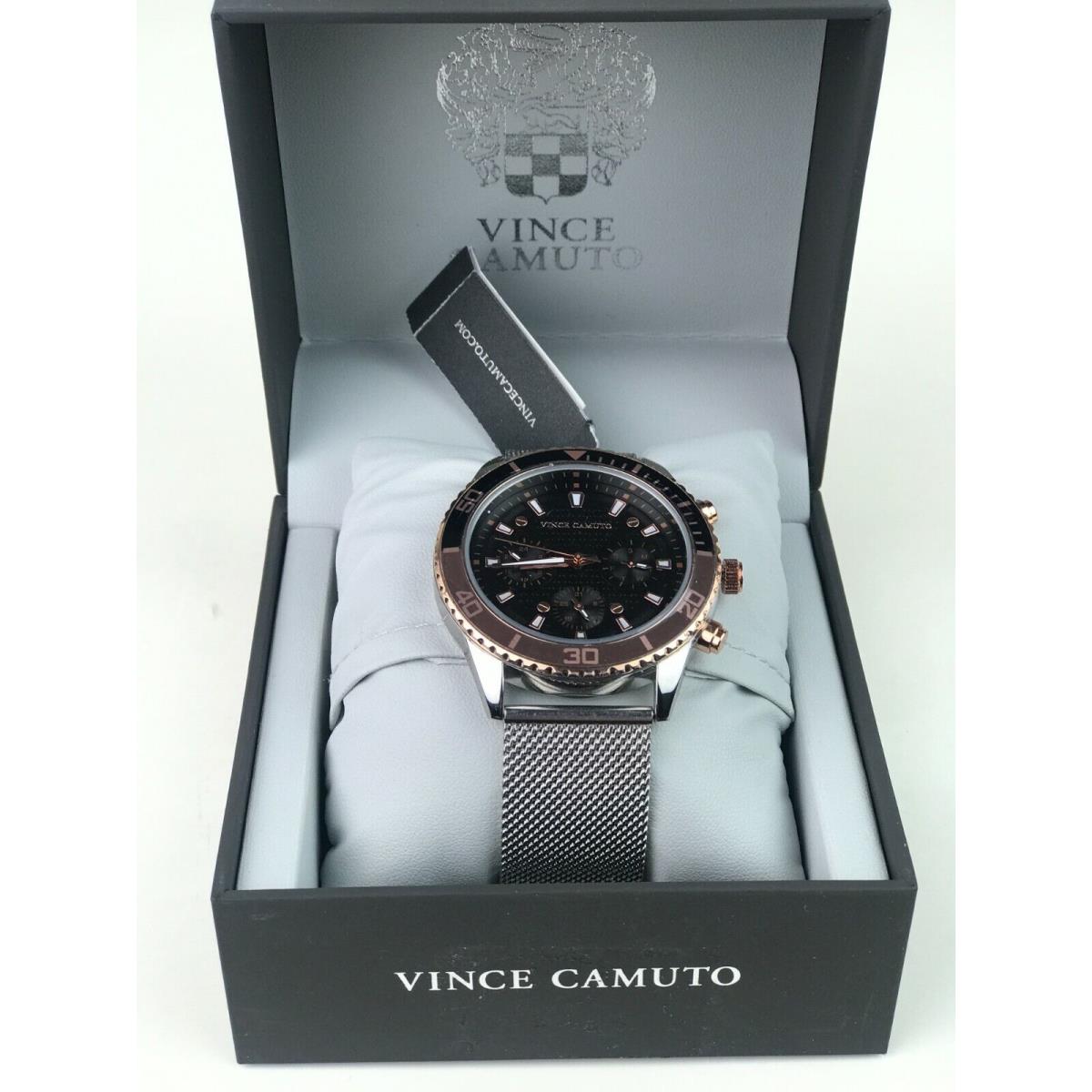 Vince Camuto Mens VC/8039RTSV Multi-function Mesh-band Stainless Steel Watch