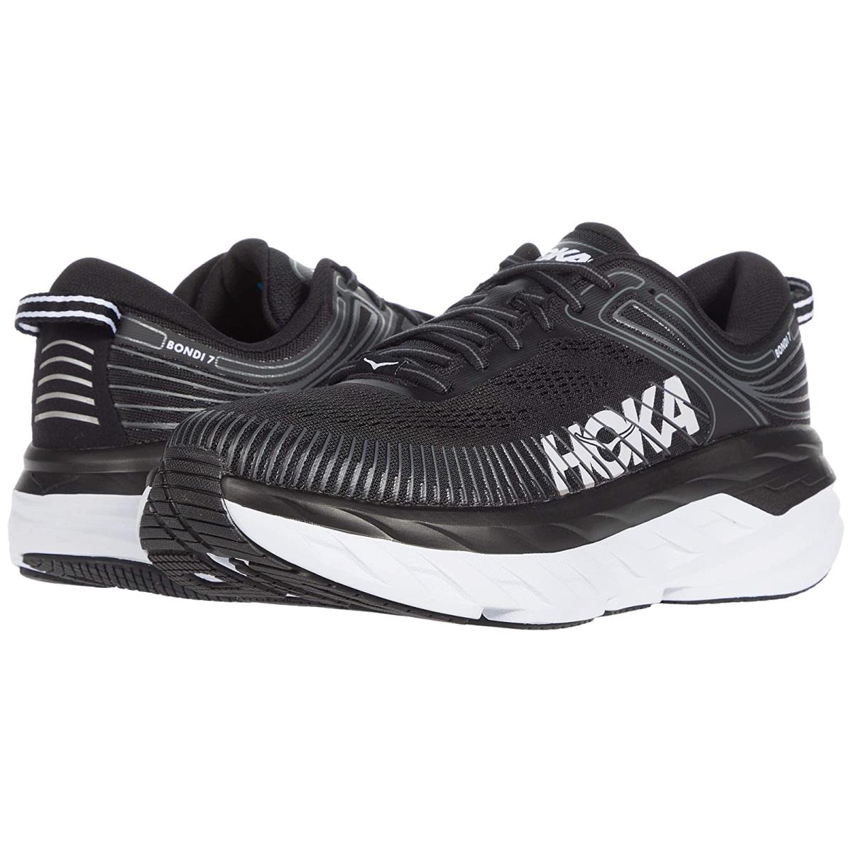 Woman`s Sneakers Athletic Shoes Hoka Bondi 7 Black/White