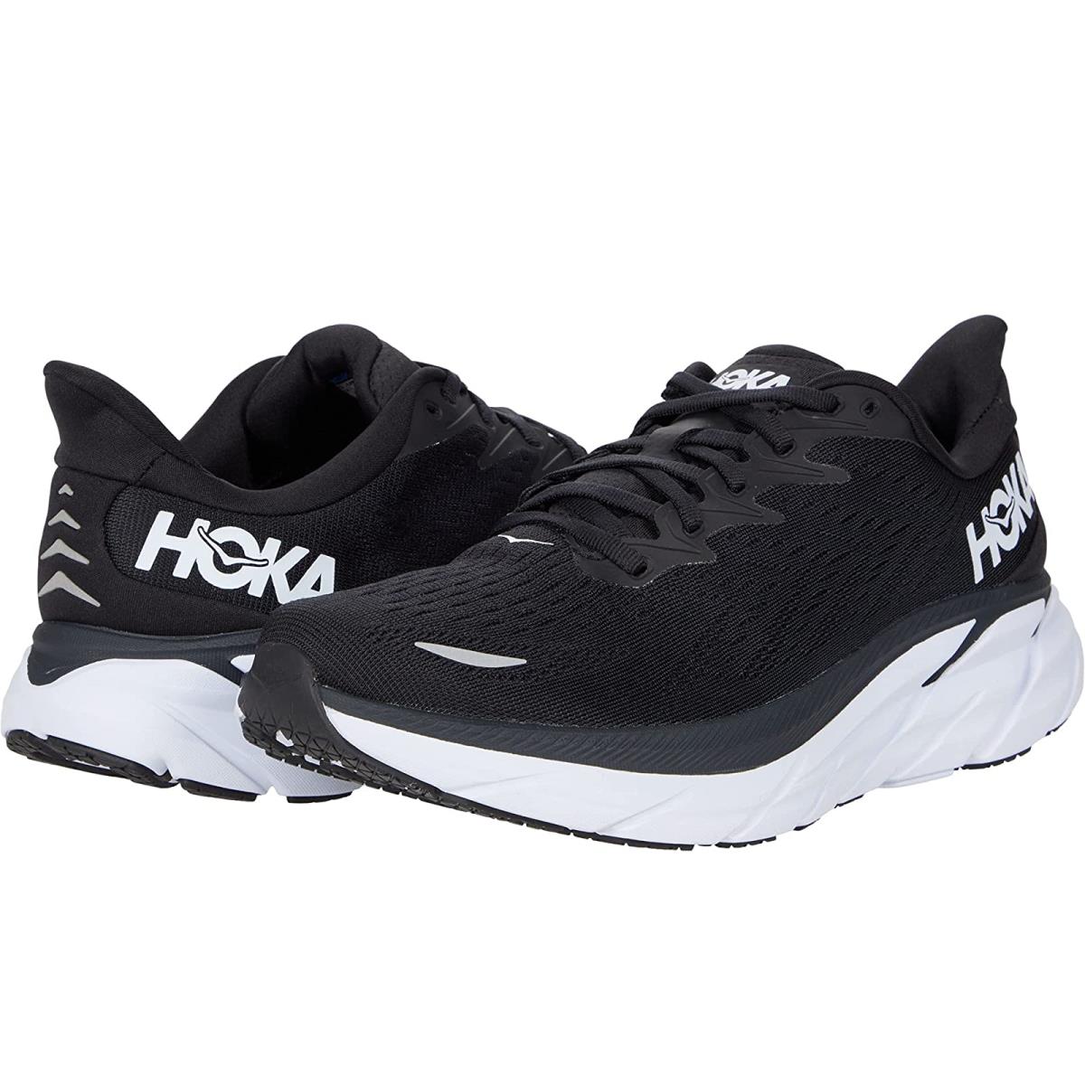 Woman`s Sneakers Athletic Shoes Hoka Clifton 8 Black/White