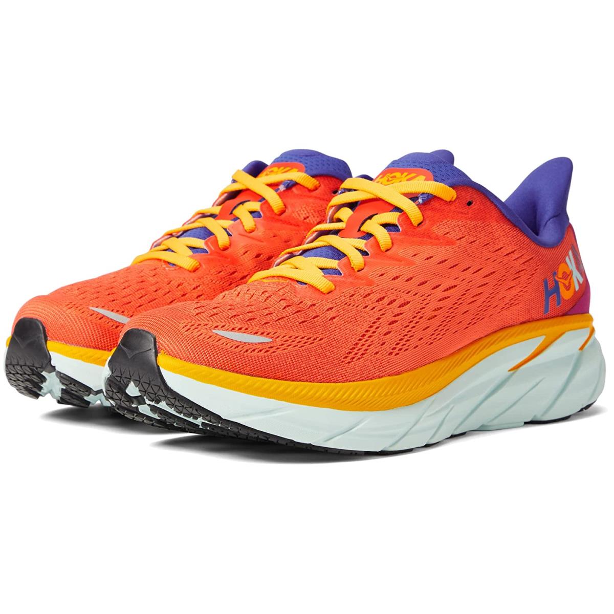 Woman`s Sneakers Athletic Shoes Hoka Clifton 8 Fiesta/Bluing