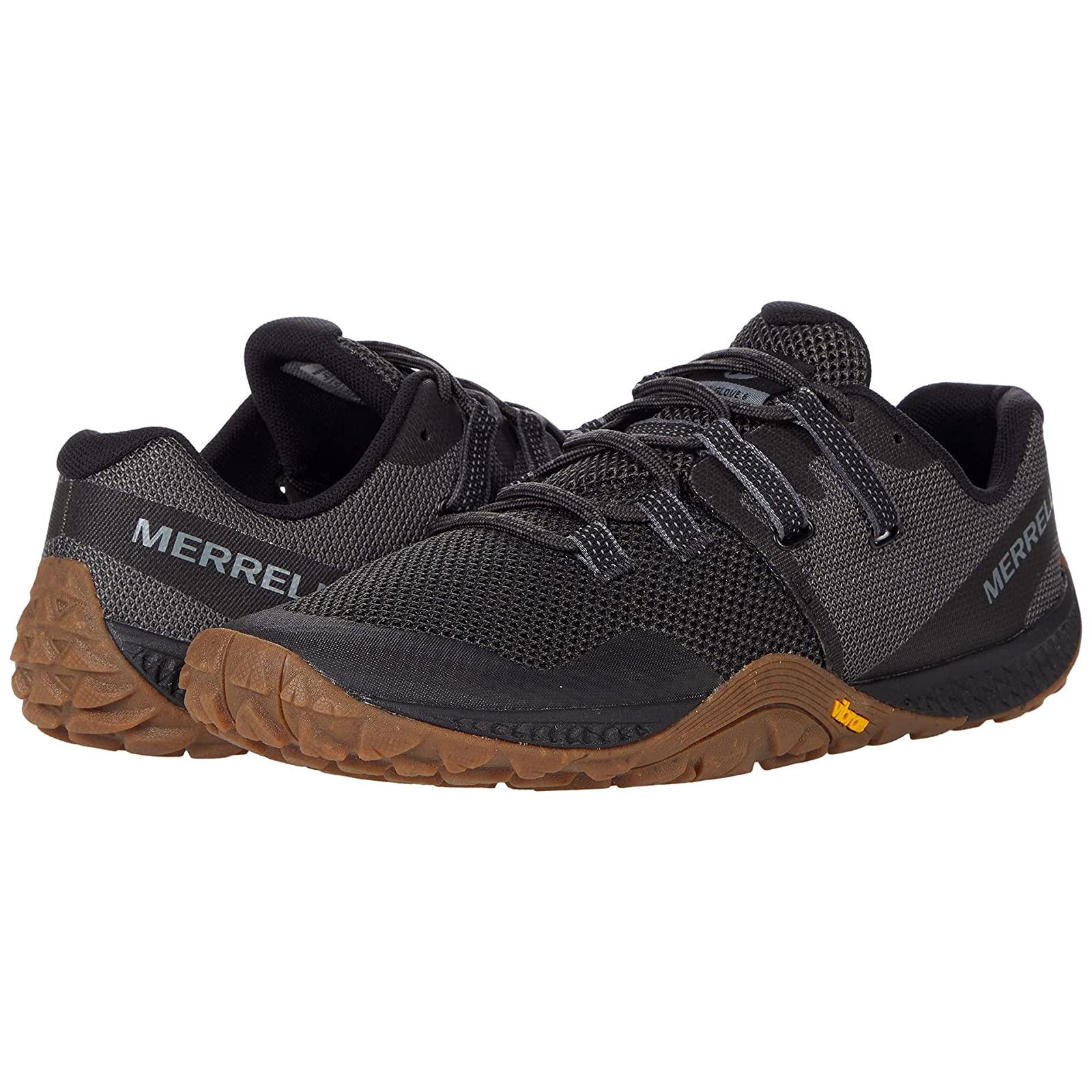 Man`s Sneakers Athletic Shoes Merrell Trail Glove 6 Black/Gum