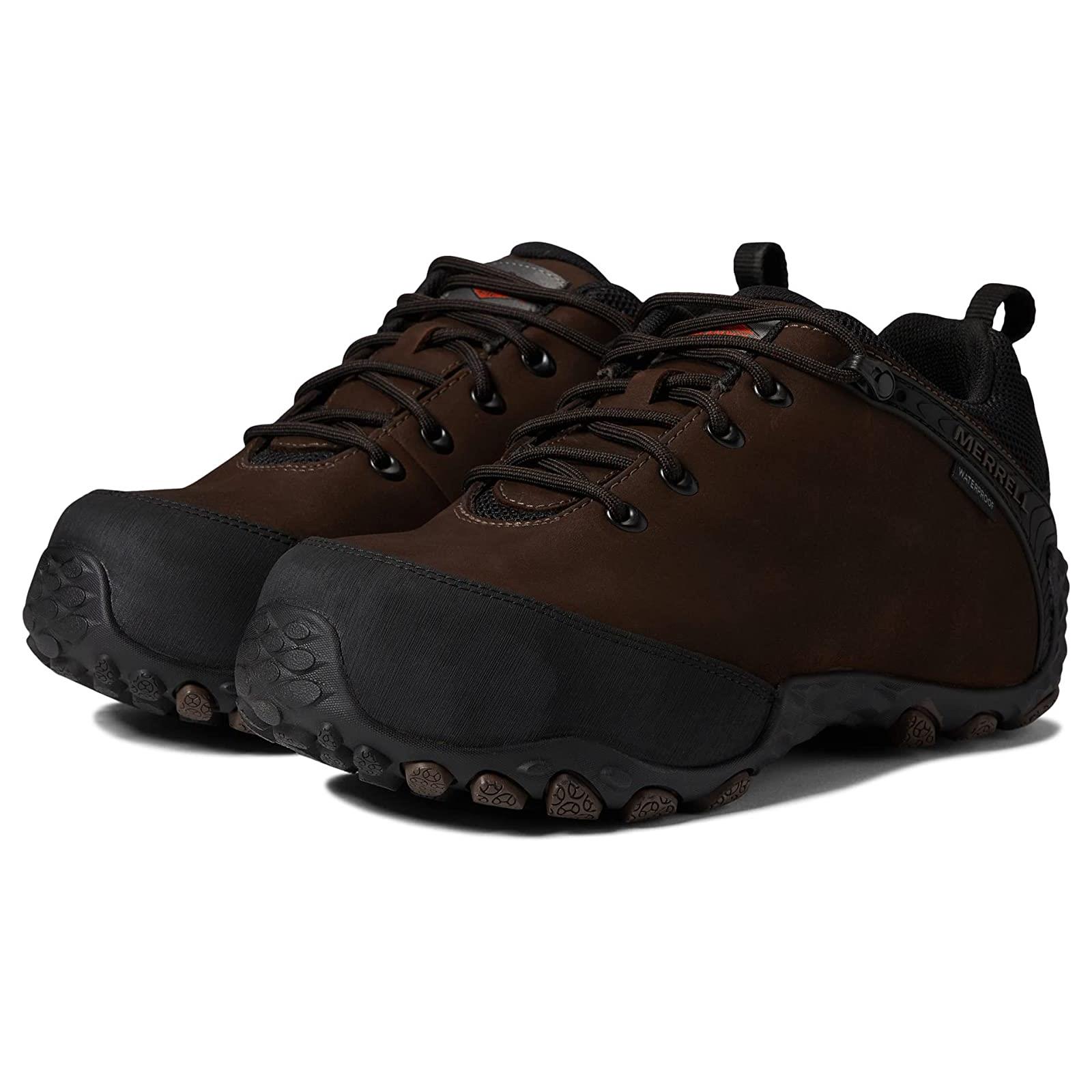 Man`s Shoes Merrell Work Chameleon Flux Leather Waterproof CF Brown