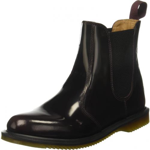 Dr. Martens Women`s Flora Leather Chelsea Boot Burgundy Classic Rub Off