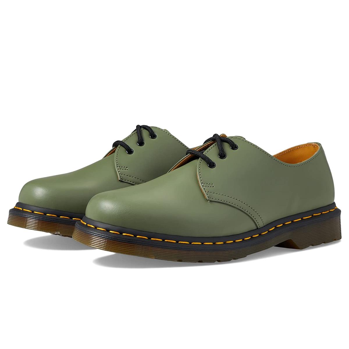 Unisex Oxfords Dr. Martens 1461 Smooth Leather Shoes Khaki Green Smooth