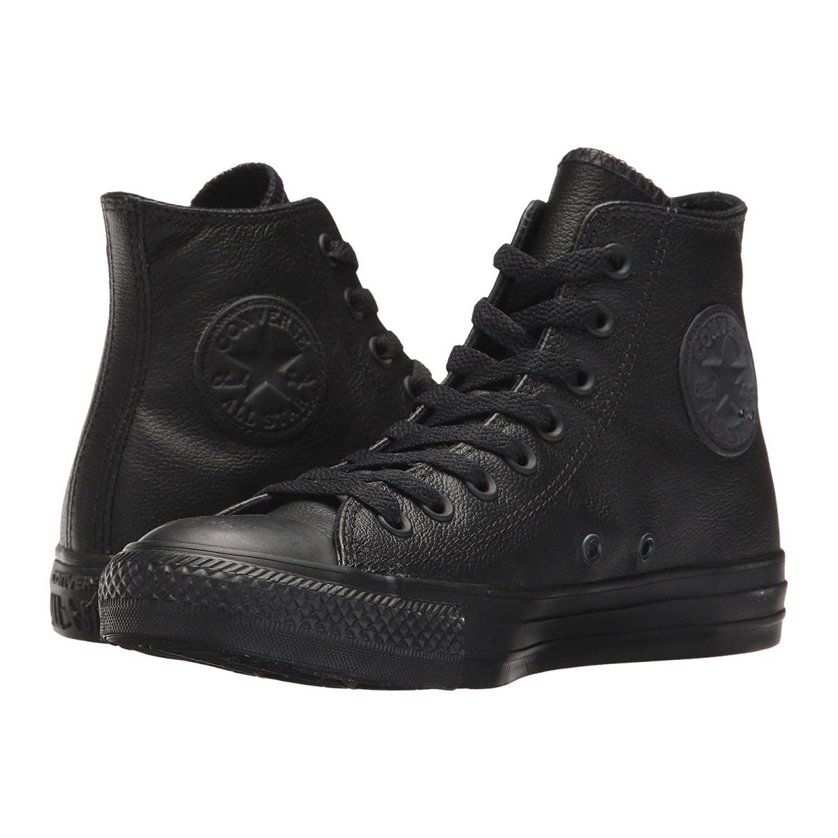 Unisex Shoes Converse Chuck Taylor All Star Leather Hi Black Mono Leather