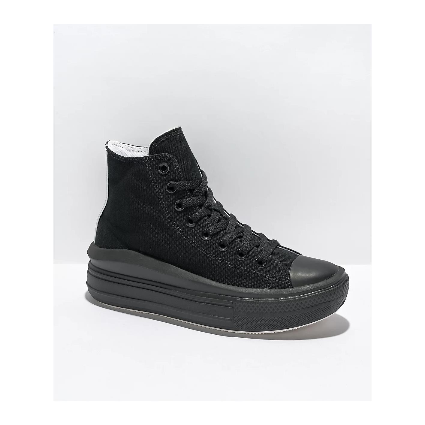 Women`s Converse Ctas Move Hi-top All Black Platform Shoes - Black 6.5