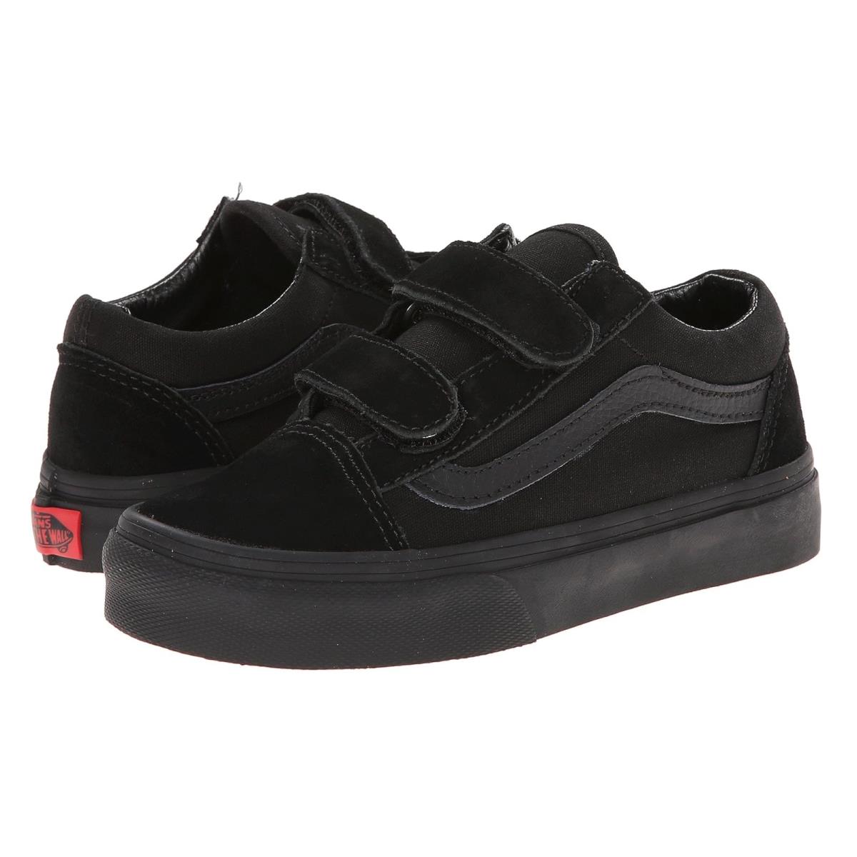 Boy`s Sneakers Athletic Shoes Vans Kids Old Skool V Little Kid/big Kid Black/Black
