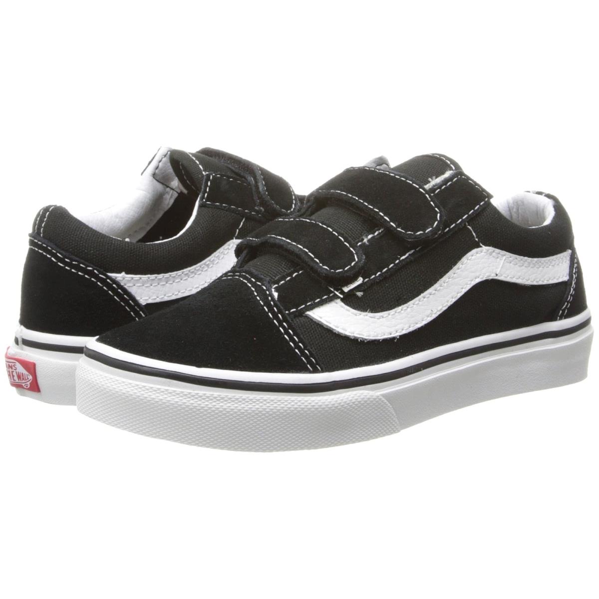 Boy`s Sneakers Athletic Shoes Vans Kids Old Skool V Little Kid/big Kid Black/True White