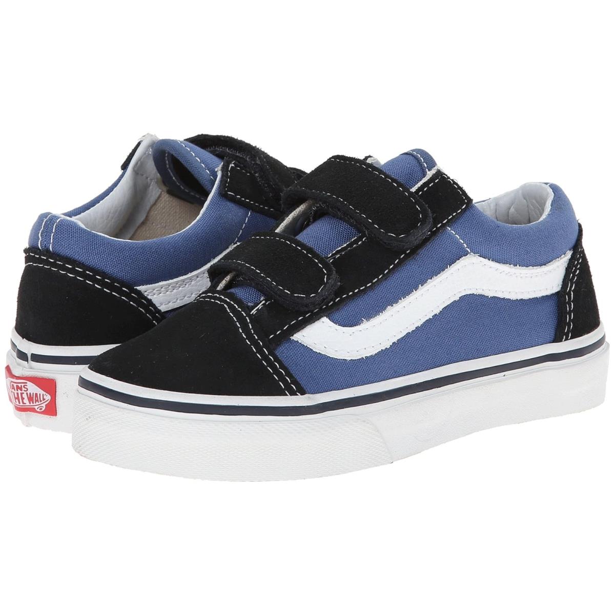 Boy`s Sneakers Athletic Shoes Vans Kids Old Skool V Little Kid/big Kid Navy/True White