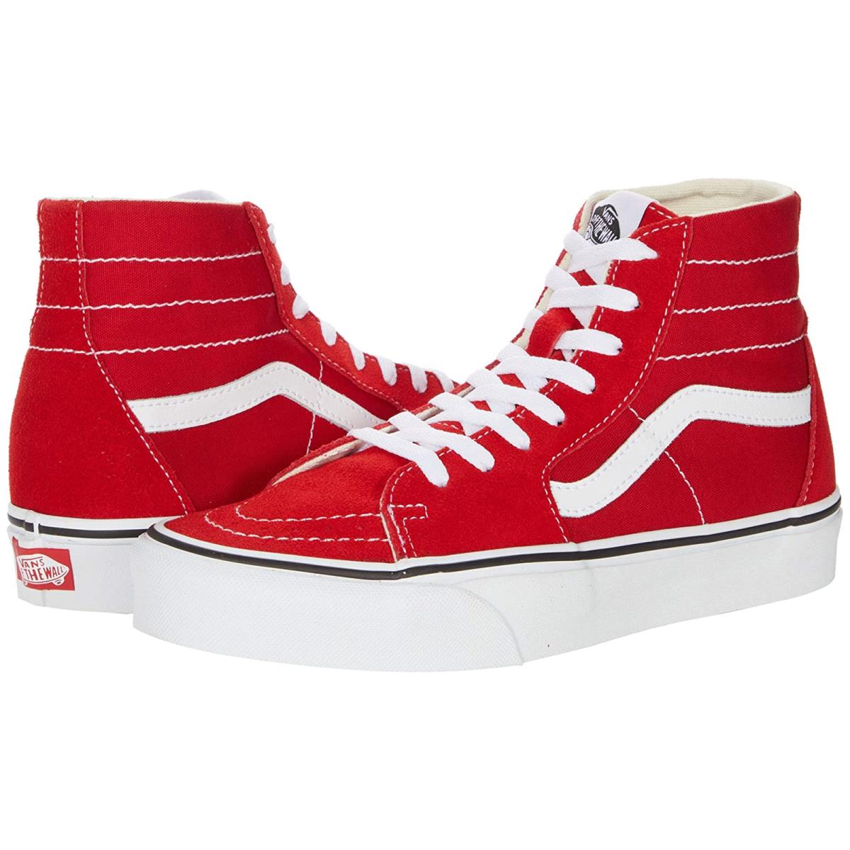 Unisex Sneakers Athletic Shoes Vans Sk8-Hi Tapered Racing Red/True White