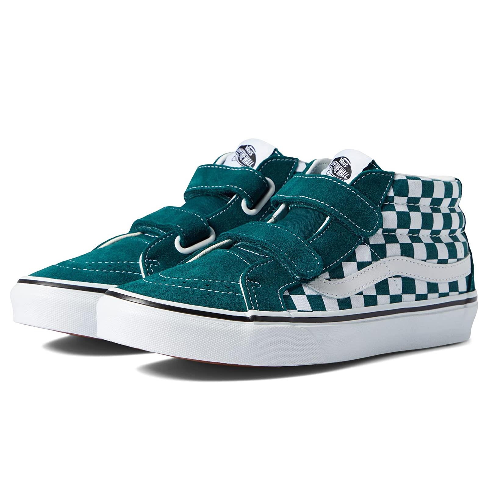 Children Unisex Shoes Vans Kids SK8-Mid Reissue V Big Kid Color Theory Checkerboard Deep Teal