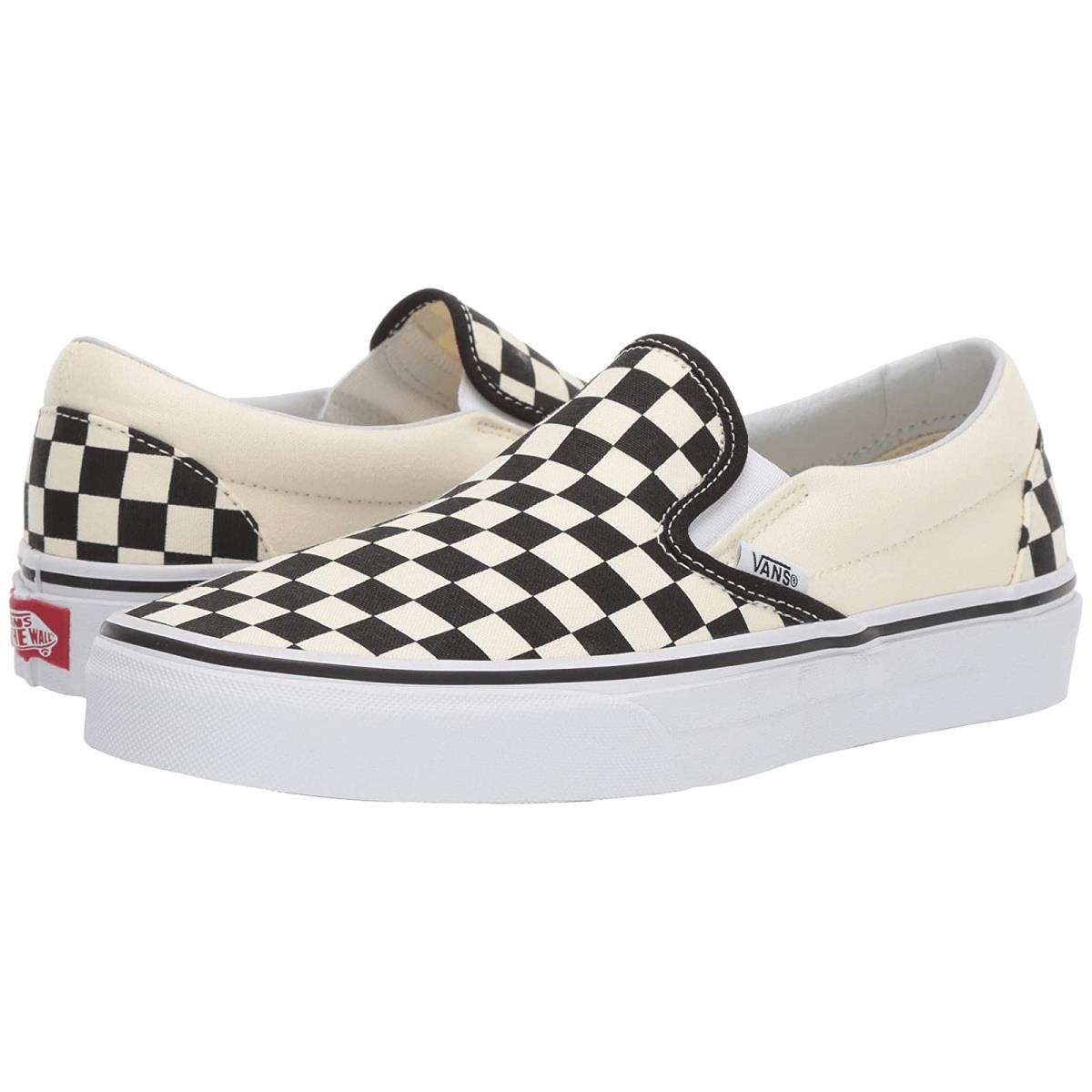 Unisex Sneakers Athletic Shoes Vans Classic Slip-on Core Classics Black and White Checker/White (Canvas)