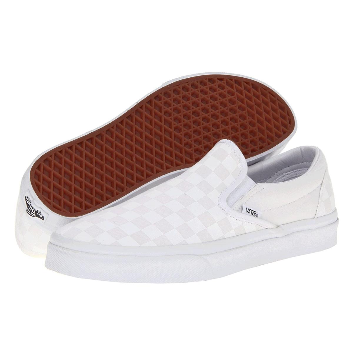 Unisex Sneakers Athletic Shoes Vans Classic Slip-on Core Classics (Checkerboard) True White/True White