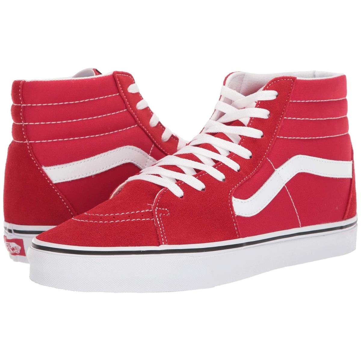 Unisex Sneakers Athletic Shoes Vans SK8-Hi Core Classics Racing Red/True White