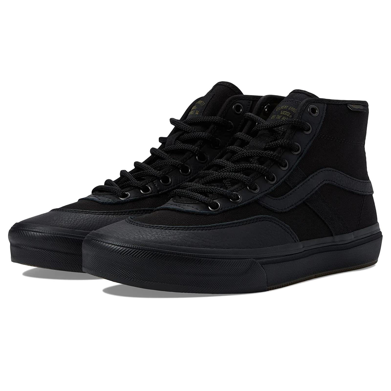 Man`s Sneakers Athletic Shoes Vans Crockett High Butter Leather Black/Black