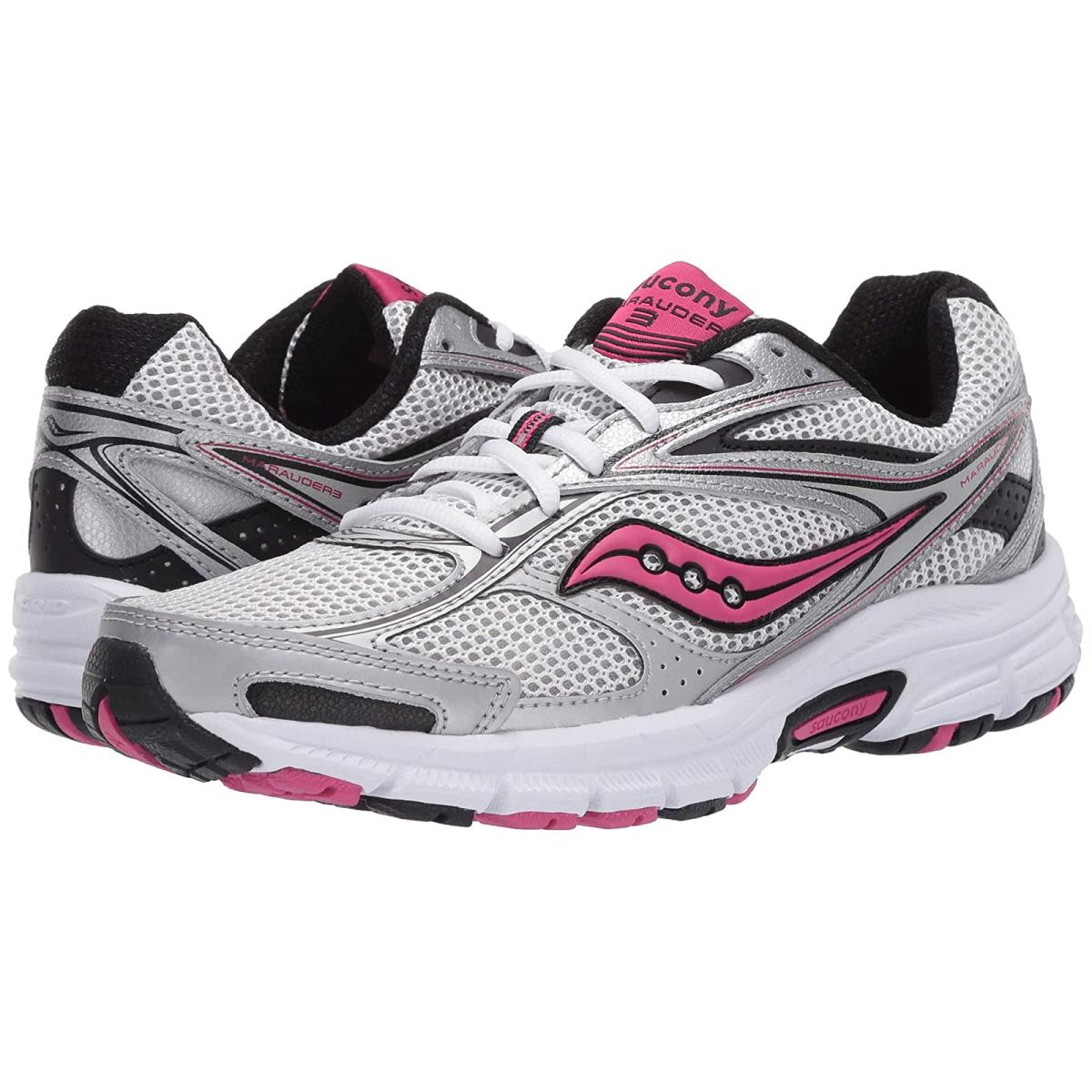 Woman`s Sneakers Athletic Shoes Saucony Grid Marauder 3 Silver/Grey/Pink
