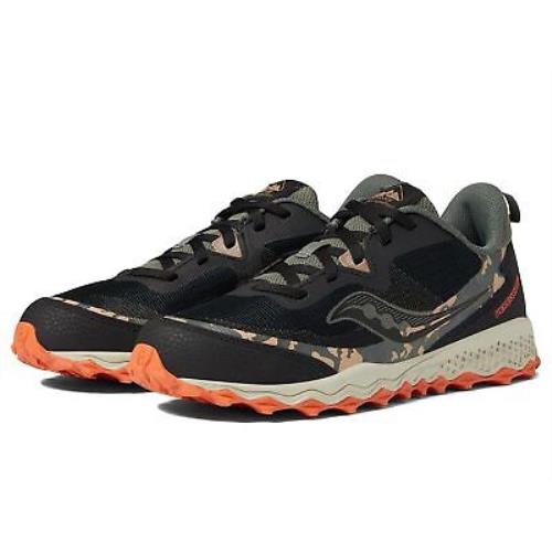 Boy`s Shoes Saucony Kids Peregrine 11 Shield Little Kid/big Kid - Olive Camo