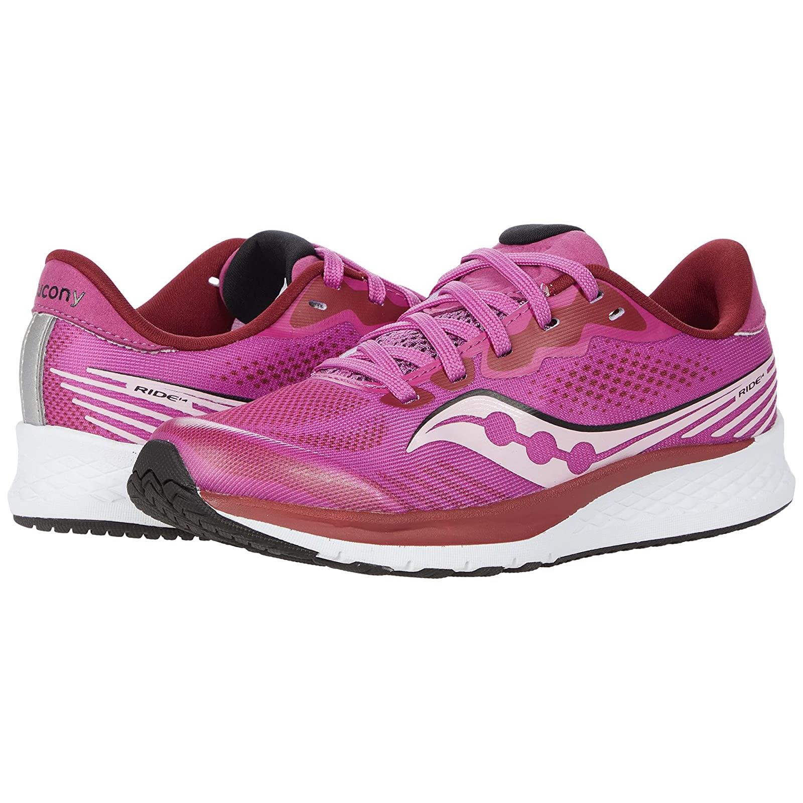 Girl`s Sneakers Athletic Shoes Saucony Kids Ride 14 Little Kid/big Kid Pink