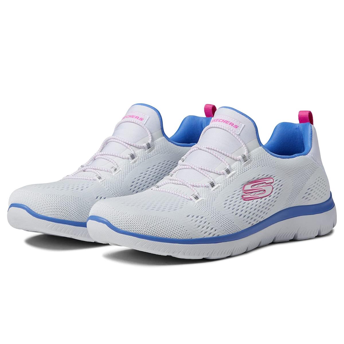 Woman`s Sneakers Athletic Shoes Skechers Summits-perfect Views White Periwinkle Pink