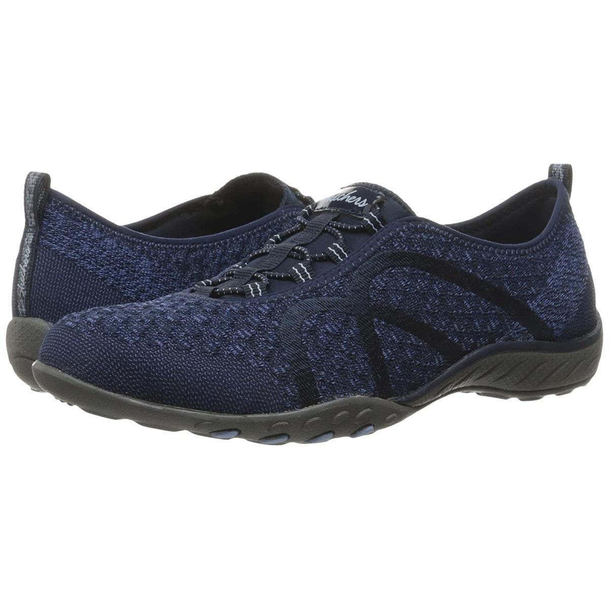 Woman`s Sneakers Athletic Shoes Skechers Breathe-easy - Fortuneknit Navy
