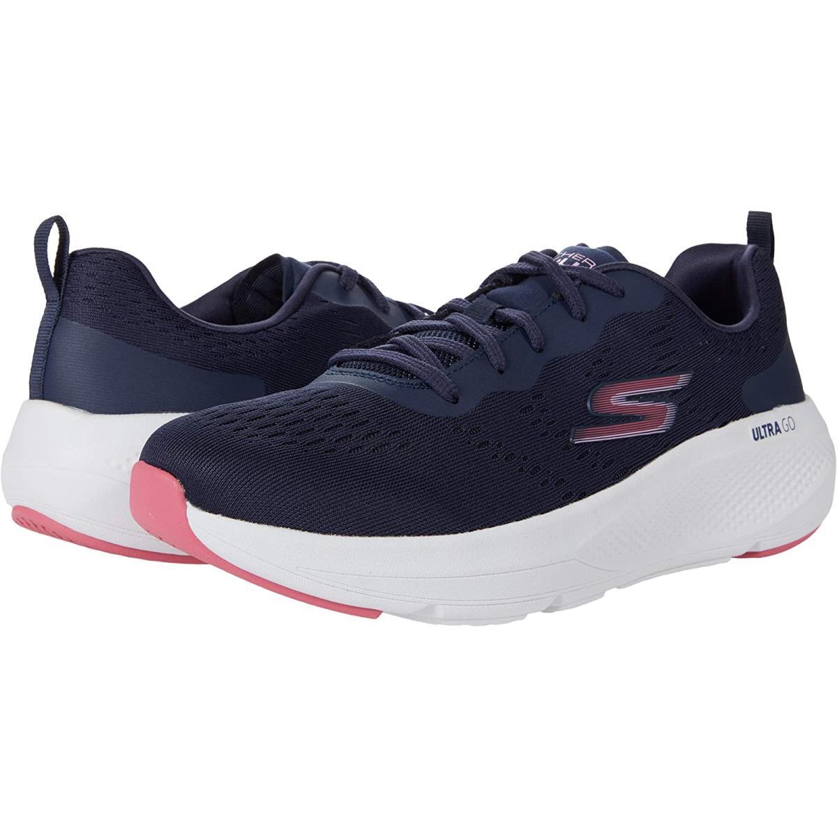 Woman`s Sneakers Athletic Shoes Skechers Go Run Elevate Mesh Lace-up Navy