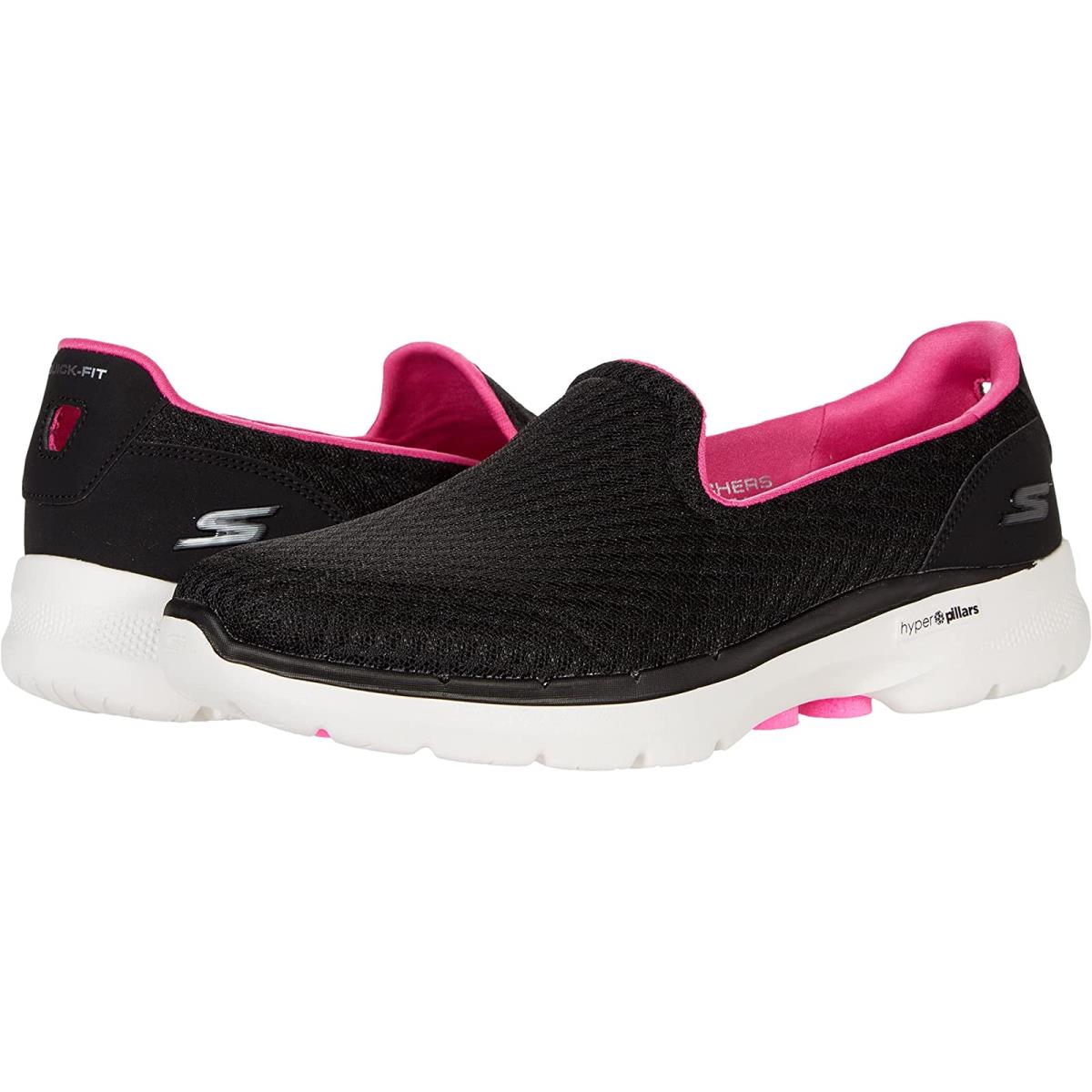 Woman`s Sneakers Athletic Shoes Skechers Performance Go Walk 6 Big Splash Black/Hot Pink