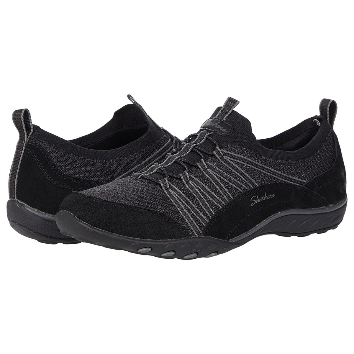 Woman`s Sneakers Athletic Shoes Skechers Breathe - Easy - Her Journey Black