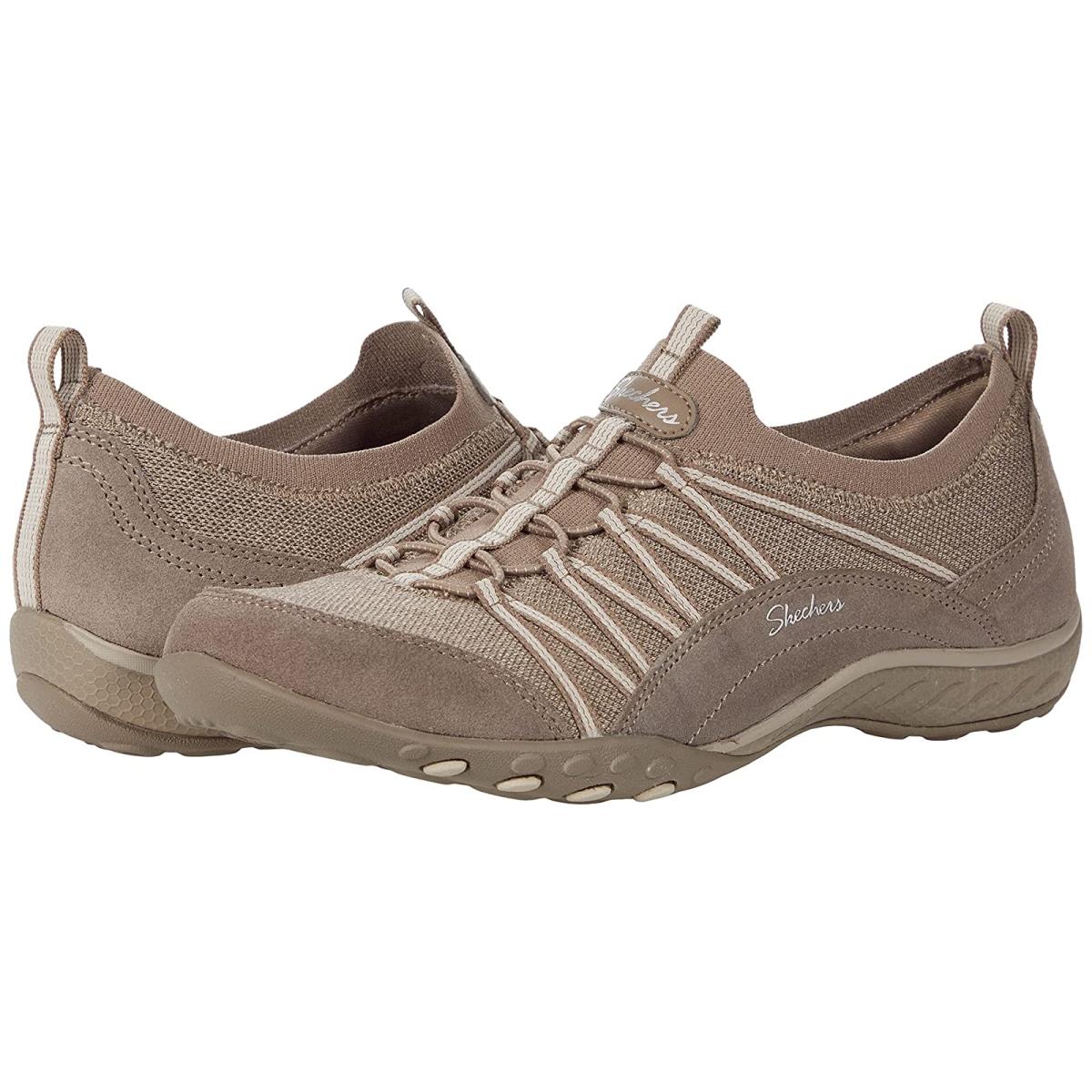 Woman`s Sneakers Athletic Shoes Skechers Breathe - Easy - Her Journey Taupe