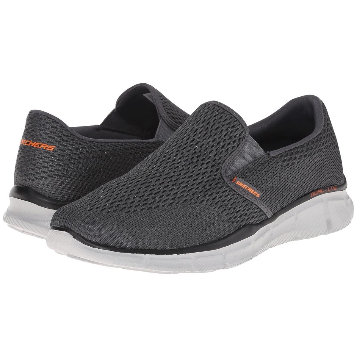 Man`s Sneakers Athletic Shoes Skechers Equalizer Double Play Charcoal/Orange