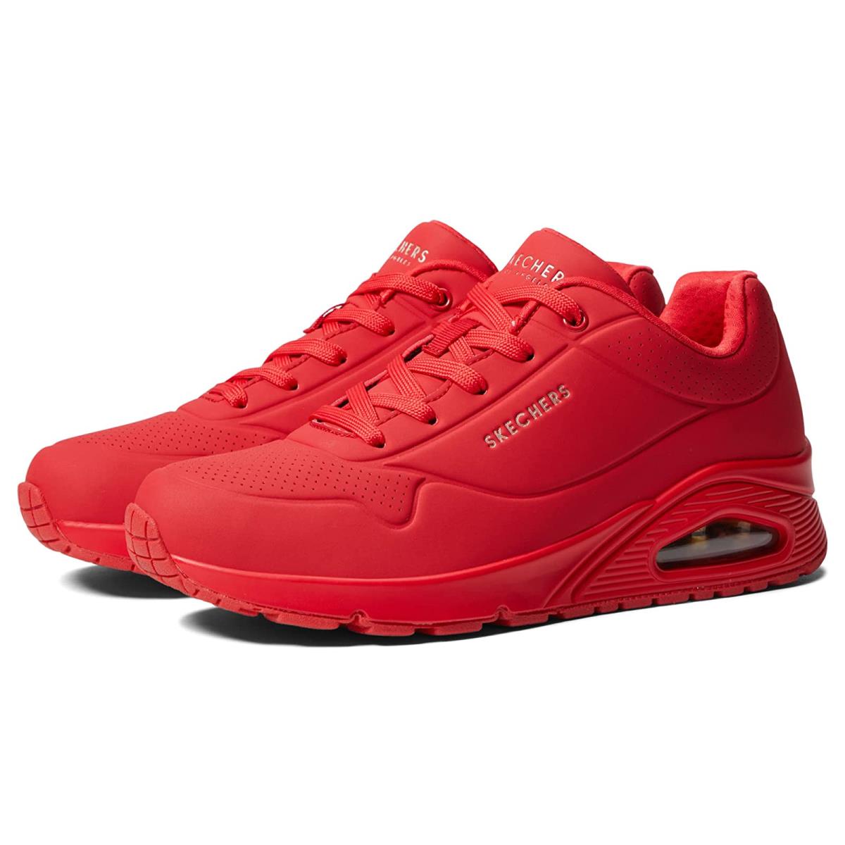 Woman`s Sneakers Athletic Shoes Skechers Uno - Stand On Air Red