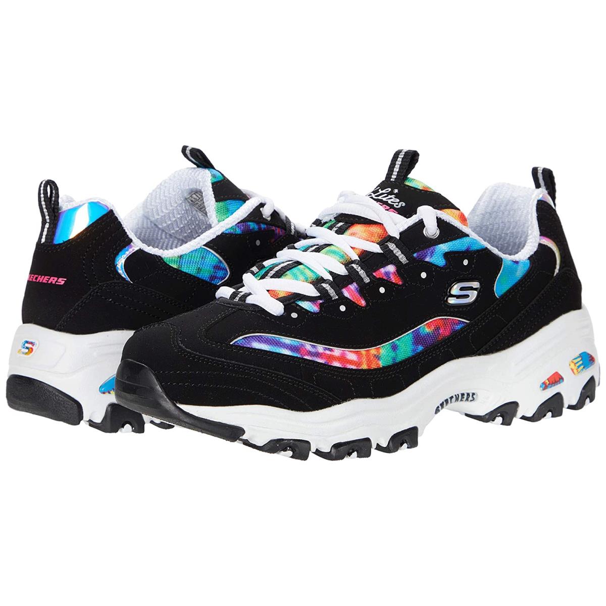 Woman`s Sneakers Athletic Shoes Skechers D`lites - Summer Fiesta Black Multi