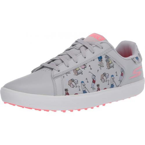 Skechers Women`s Go Drive Dogs at Play Spikeless Golf Shoe Gray/Pink