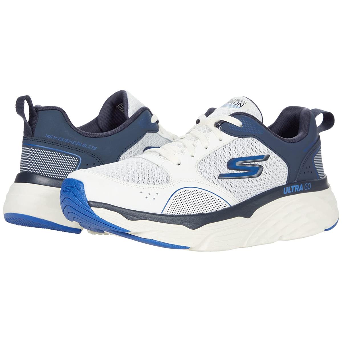 Man`s Sneakers Athletic Shoes Skechers Max Cushioning Elite - Rivalry White/Navy