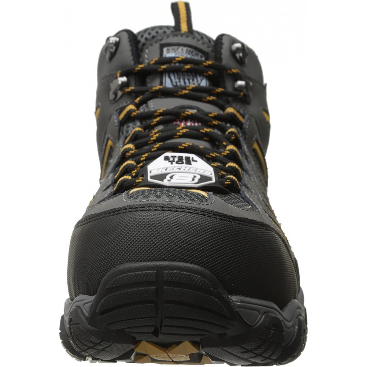 Skechers For Work Men`s Blais-bixford Steel Toe Hiking Shoe Dark Gray Action Nubuck/Mesh