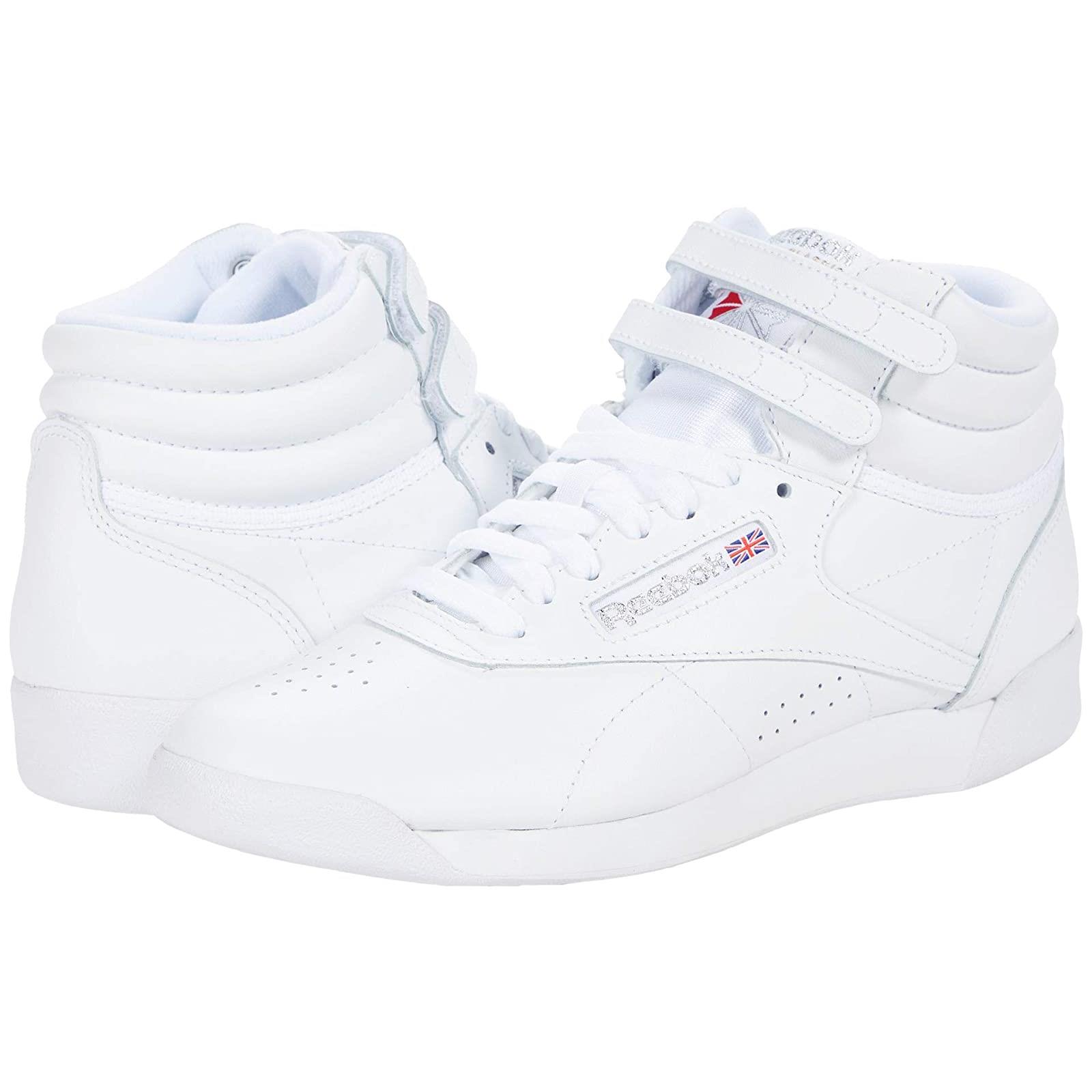 Woman`s Sneakers Athletic Shoes Reebok Lifestyle Freestyle Hi High Top White/Silver