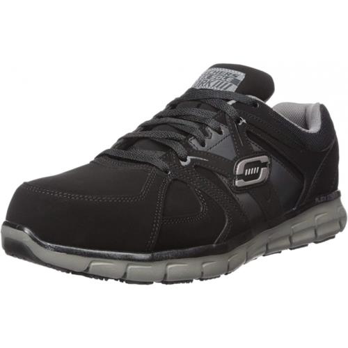 Skechers For Work Men`s Synergy Ekron Alloy Toe Shoe Black/Charcoal