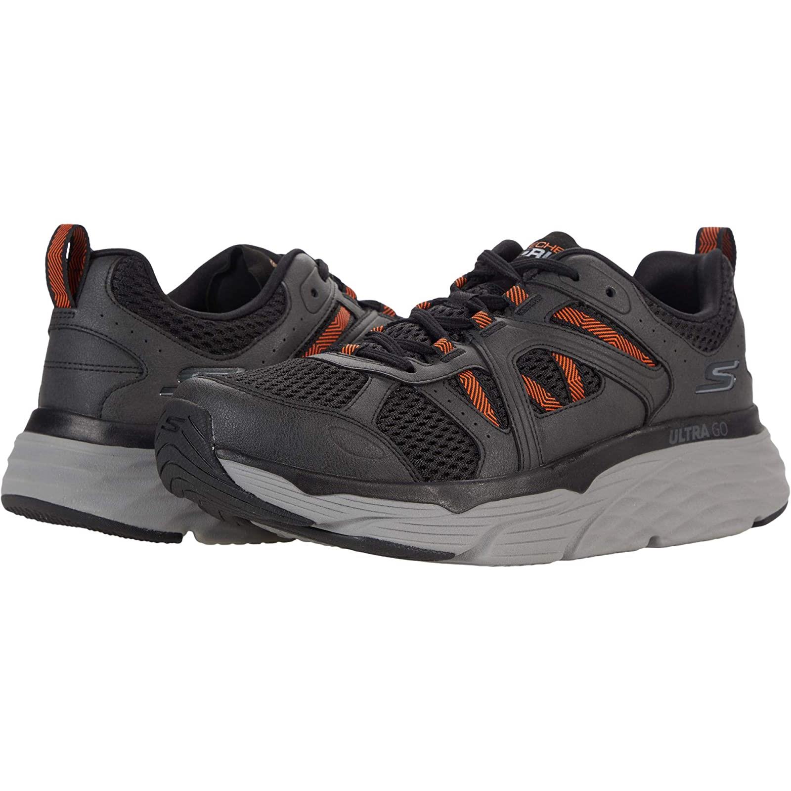 Man`s Sneakers Athletic Shoes Skechers Max Cushioning Elite - Routine Charcoal/Orange