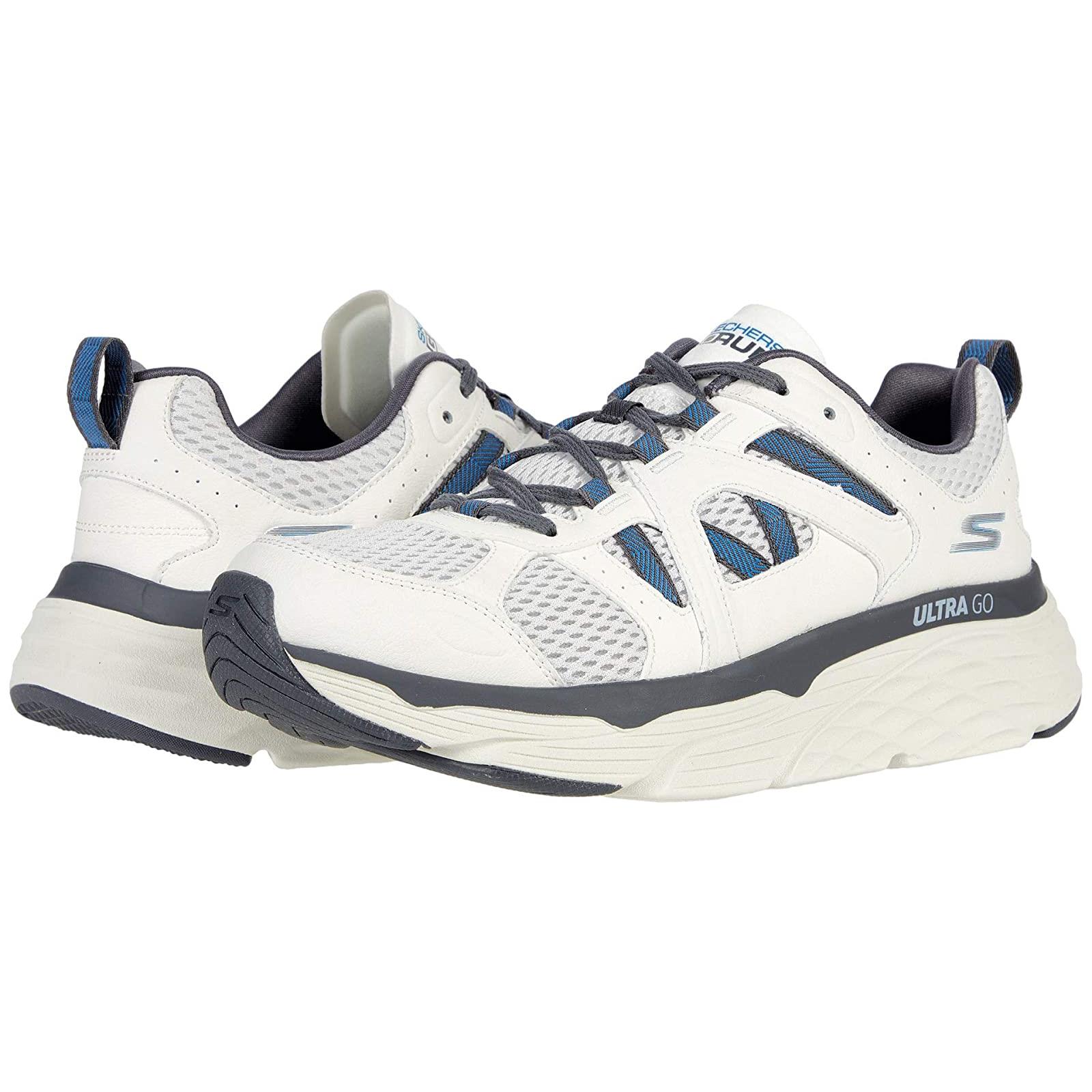 Man`s Sneakers Athletic Shoes Skechers Max Cushioning Elite - Routine White/Grey/Blue