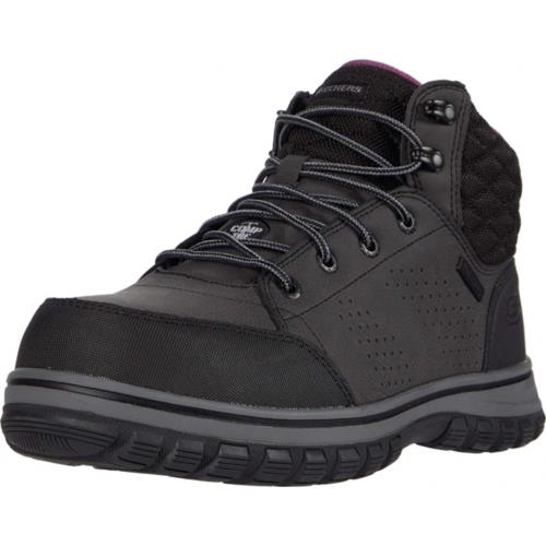 Skechers Women`s Padded Collar Safety Boot Industrial Shoe Black