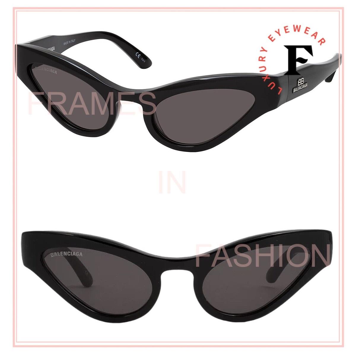 Balenciaga Extreme Line Cat 0176 Black Unisex Logo Mask Sunglasses BB0176S 001 - 001 , Black Frame, Gray Lens
