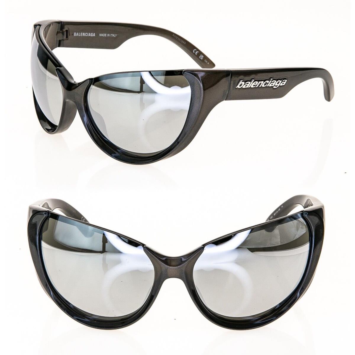 Balenciaga Xpander Butterfly 0201 Brown Silver Unisex Mask Sunglass BB0201S 002