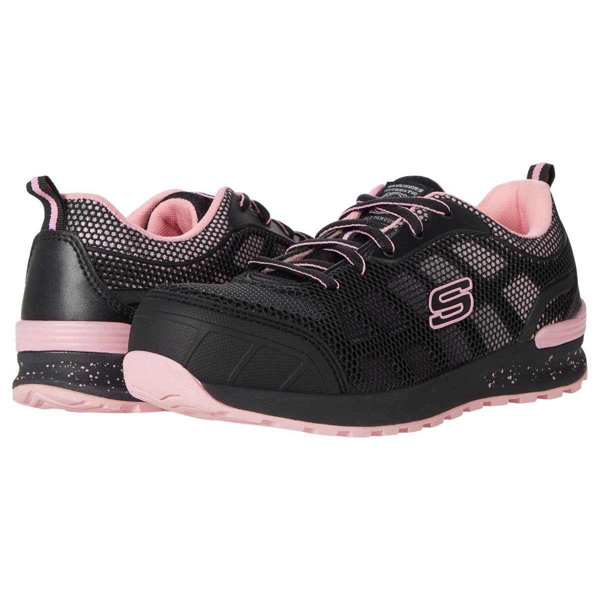 Woman`s Shoes Skechers Work Bulklin - Lyndale Composite Toe Black/Pink