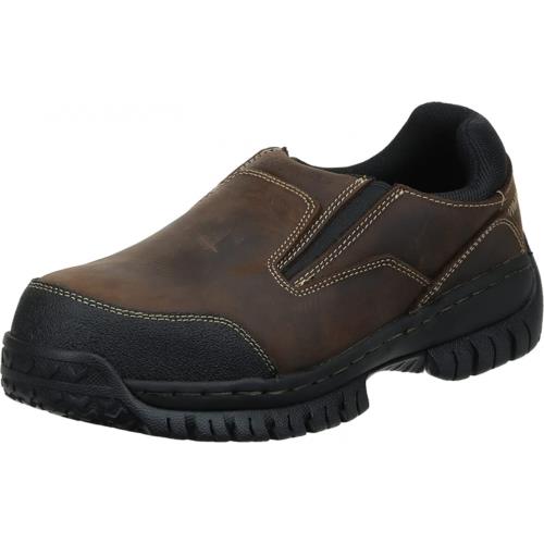 Skechers For Work Men`s Hartan Steel Toe Slip-on Shoe Dark Brown