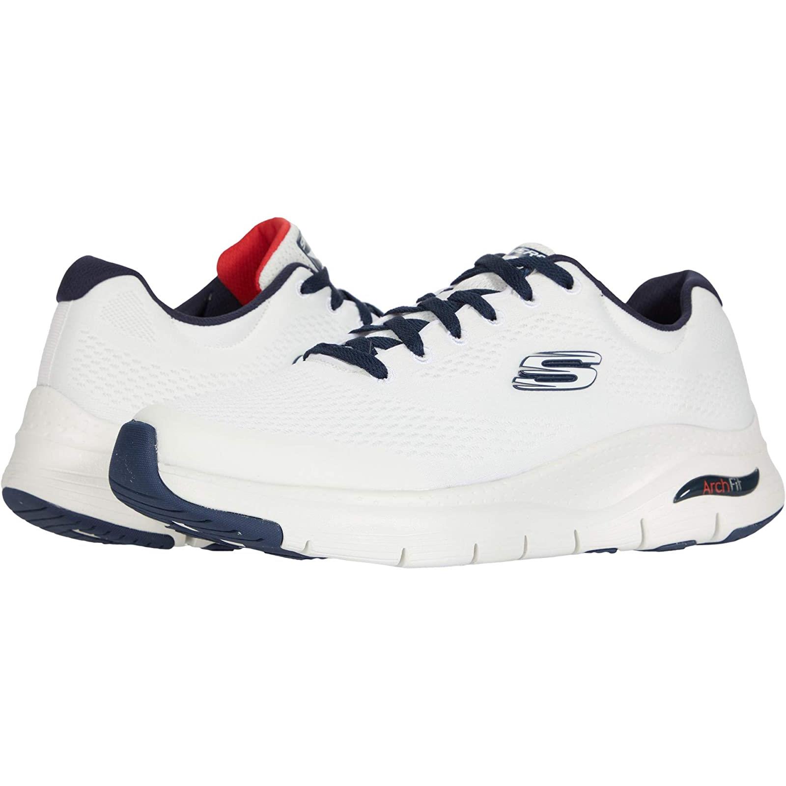 Man`s Sneakers Athletic Shoes Skechers Arch Fit White/Navy