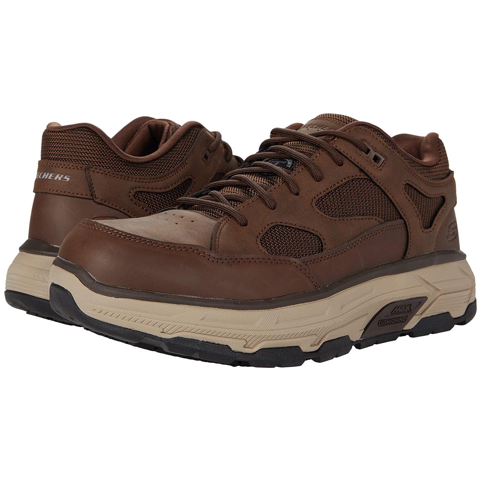 Man`s Sneakers Athletic Shoes Skechers Work Max Stout ST Alloy Toe Brown