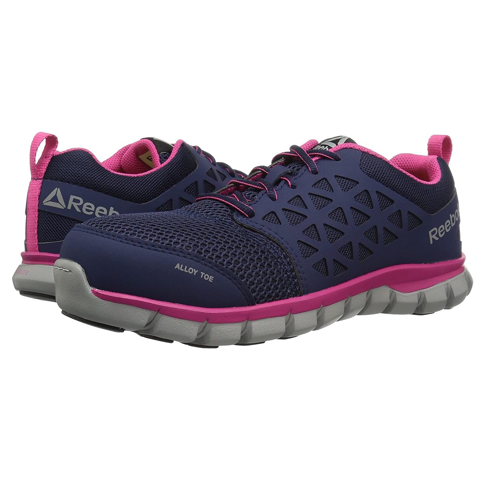 Woman`s Shoes Reebok Work Sublite Cushion Work Alloy Toe EH Navy/Pink
